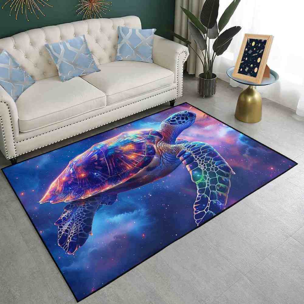 Cosmic Galaxy Sea Turtle Area Rug Sci-Fi Gamer Room | CozyLil