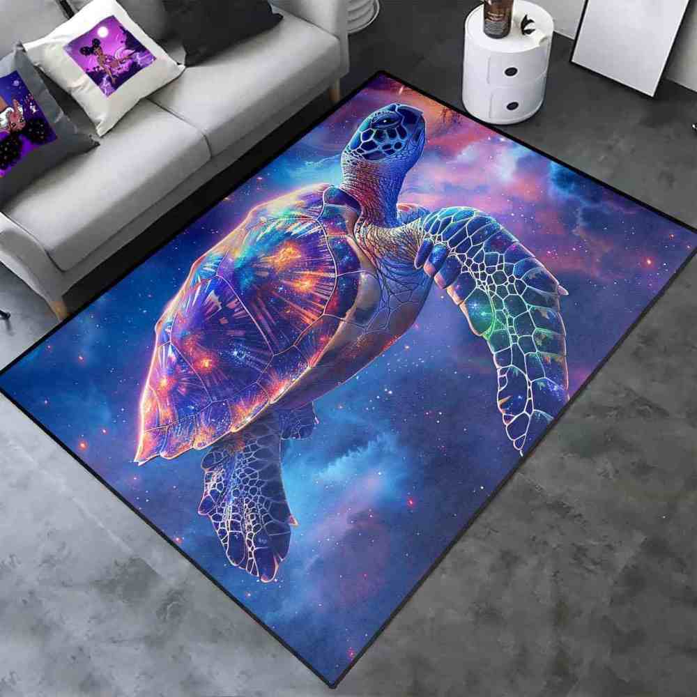 Cosmic Galaxy Sea Turtle Area Rug Sci-Fi Gamer Room | CozyLil