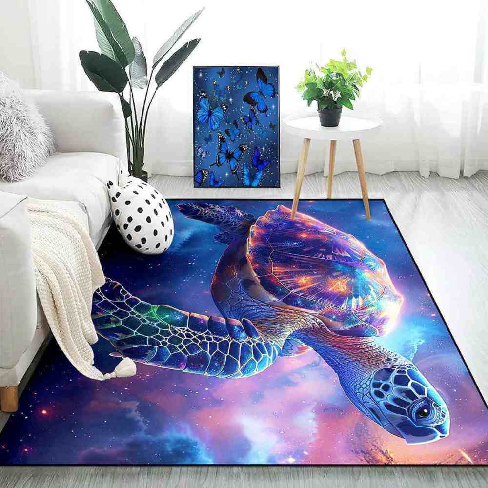 Cosmic Galaxy Sea Turtle Area Rug Sci-Fi Gamer Room | CozyLil