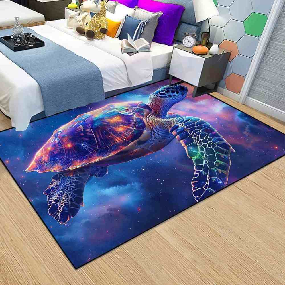 Cosmic Galaxy Sea Turtle Area Rug Sci-Fi Gamer Room | CozyLil