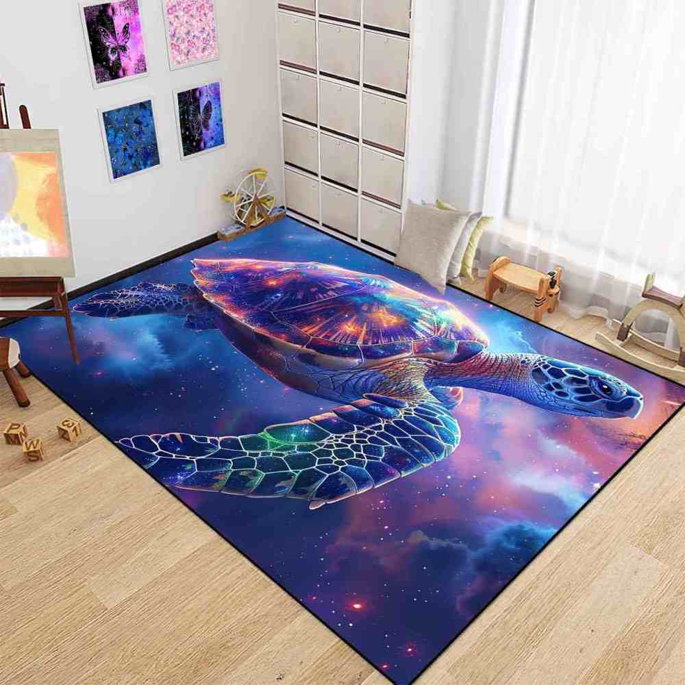 Cosmic Galaxy Sea Turtle Area Rug Sci-Fi Gamer Room | CozyLil