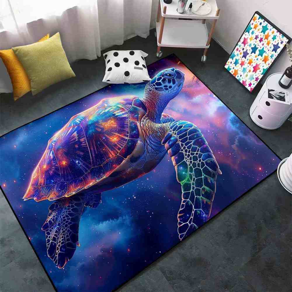 Cosmic Galaxy Sea Turtle Area Rug Sci-Fi Gamer Room | CozyLil