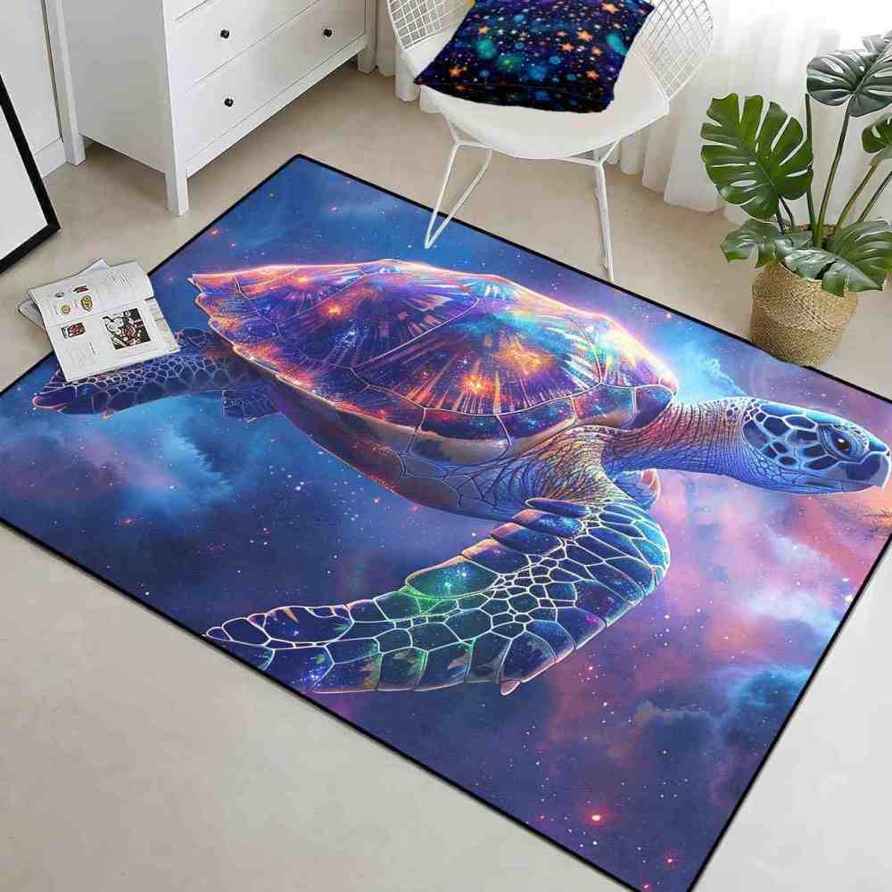 Cosmic Galaxy Sea Turtle Area Rug Sci-Fi Gamer Room | CozyLil