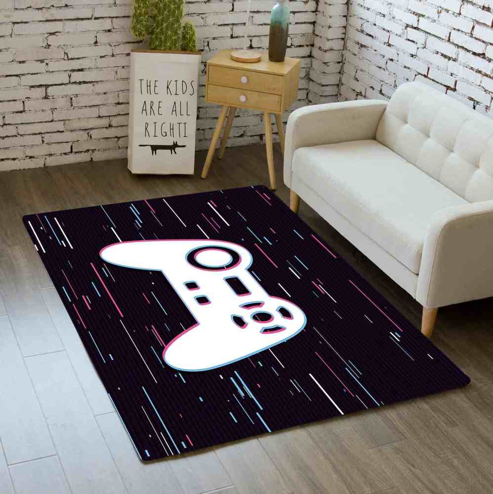 Vaporwave Glitch Controller Printed Area Rug Teen Gamer Room | CozyLil