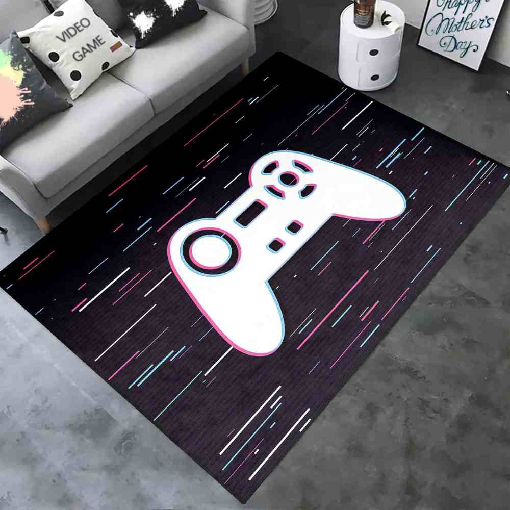 Vaporwave Glitch Controller Printed Area Rug Teen Gamer Room | CozyLil