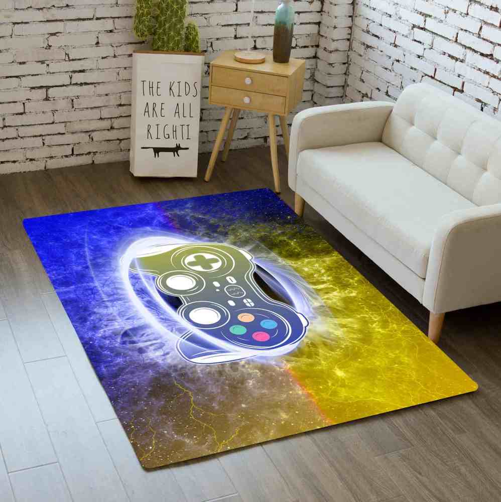 Cosmic Energy Burst Gamepad Printed Area Rug Boys Bedroom | CozyLil