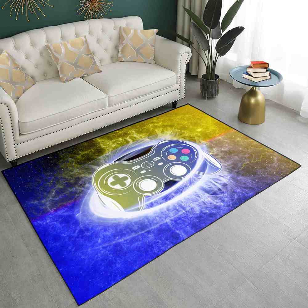 Cosmic Energy Burst Gamepad Printed Area Rug Boys Bedroom | CozyLil
