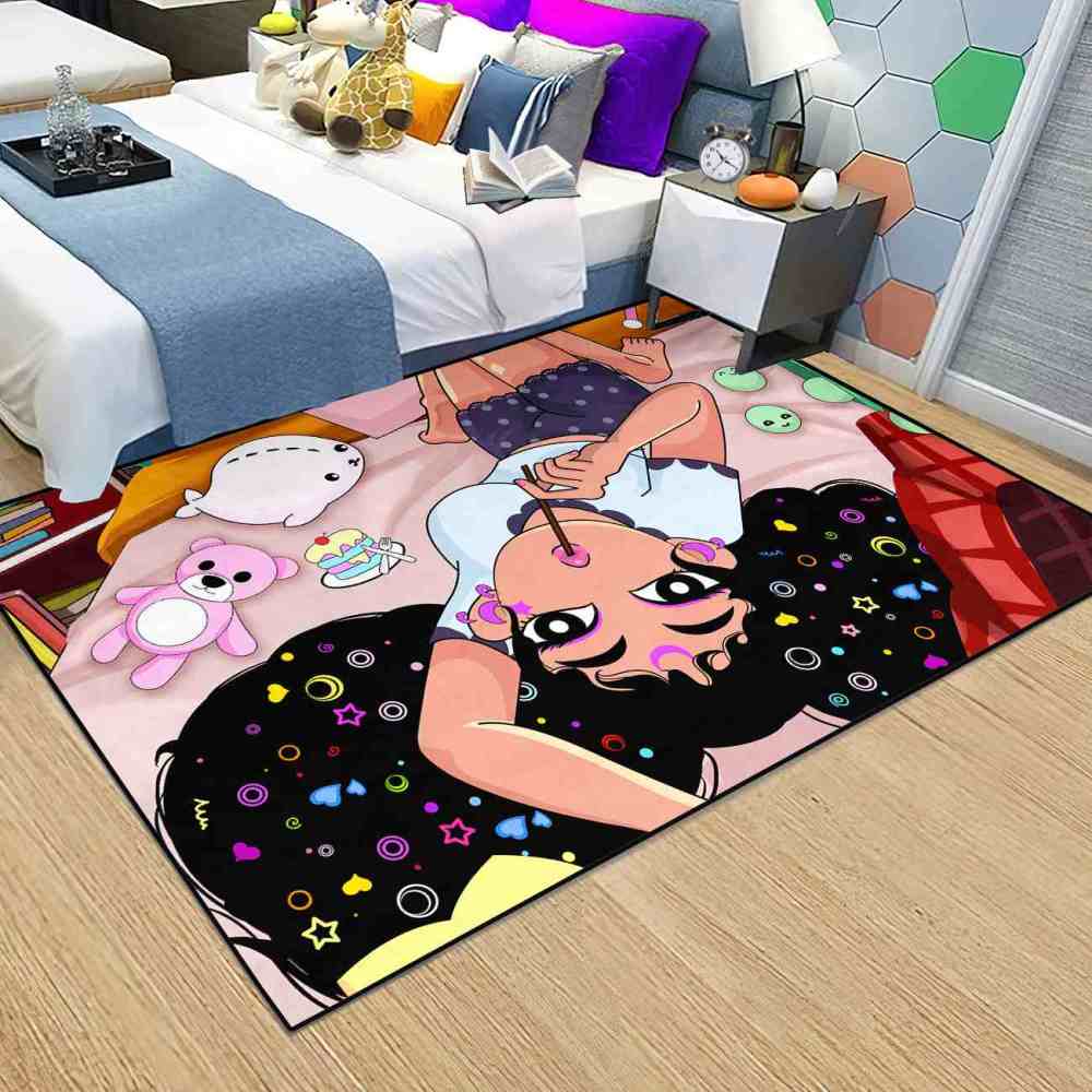 Cosmic Girl With Lollipop Sweet Play Mat Kids Bedroom Area Rug | CozyLil