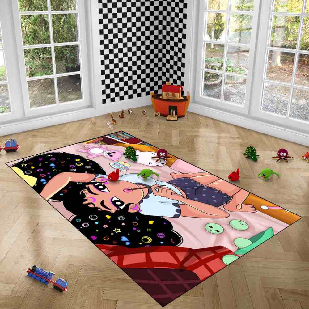 Cosmic Girl With Lollipop Sweet Play Mat Kids Bedroom Area Rug | CozyLil