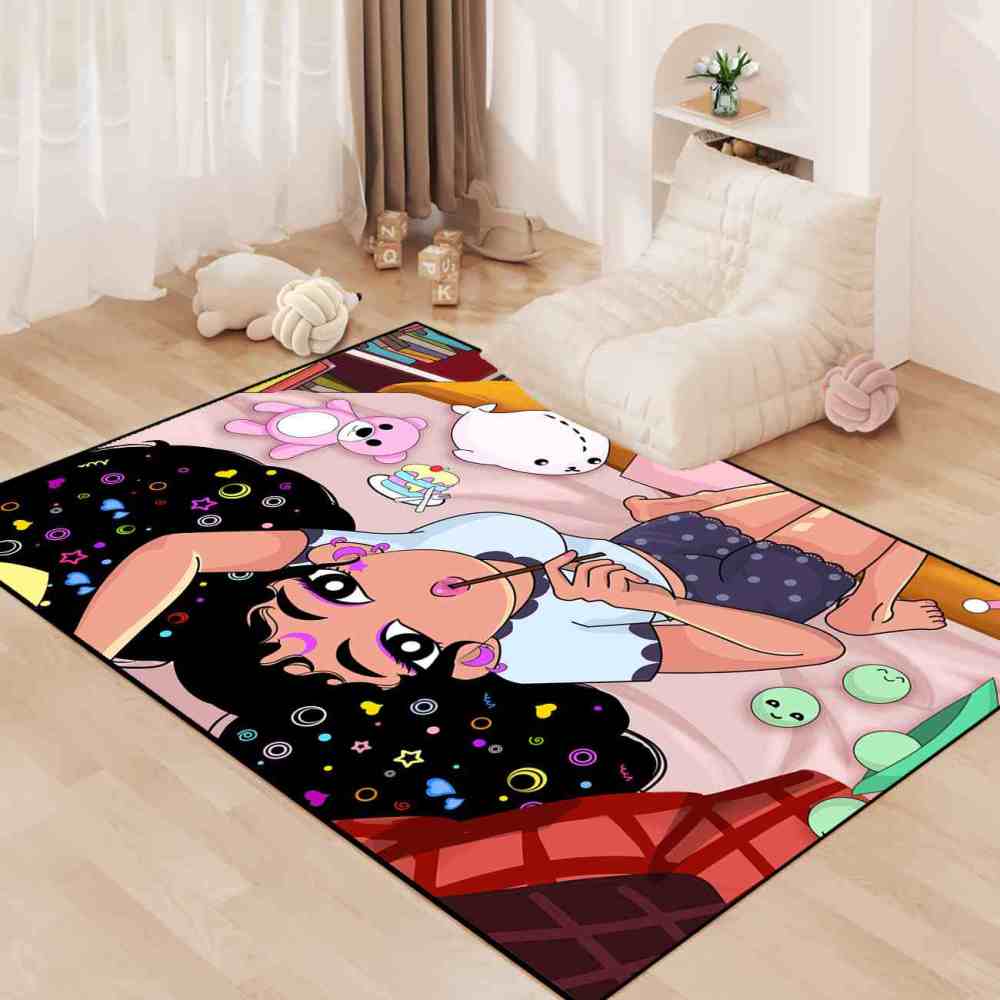 Cosmic Girl With Lollipop Sweet Play Mat Kids Bedroom Area Rug | CozyLil
