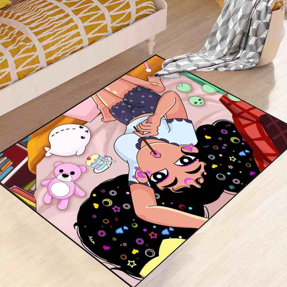 Cosmic Girl With Lollipop Sweet Play Mat Kids Bedroom Area Rug | CozyLil