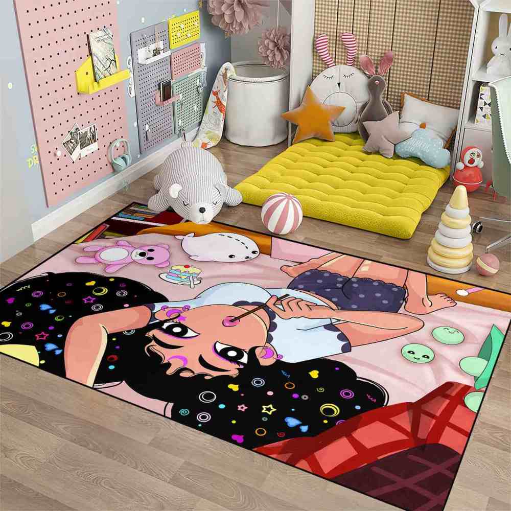 Cosmic Girl With Lollipop Sweet Play Mat Kids Bedroom Area Rug | CozyLil