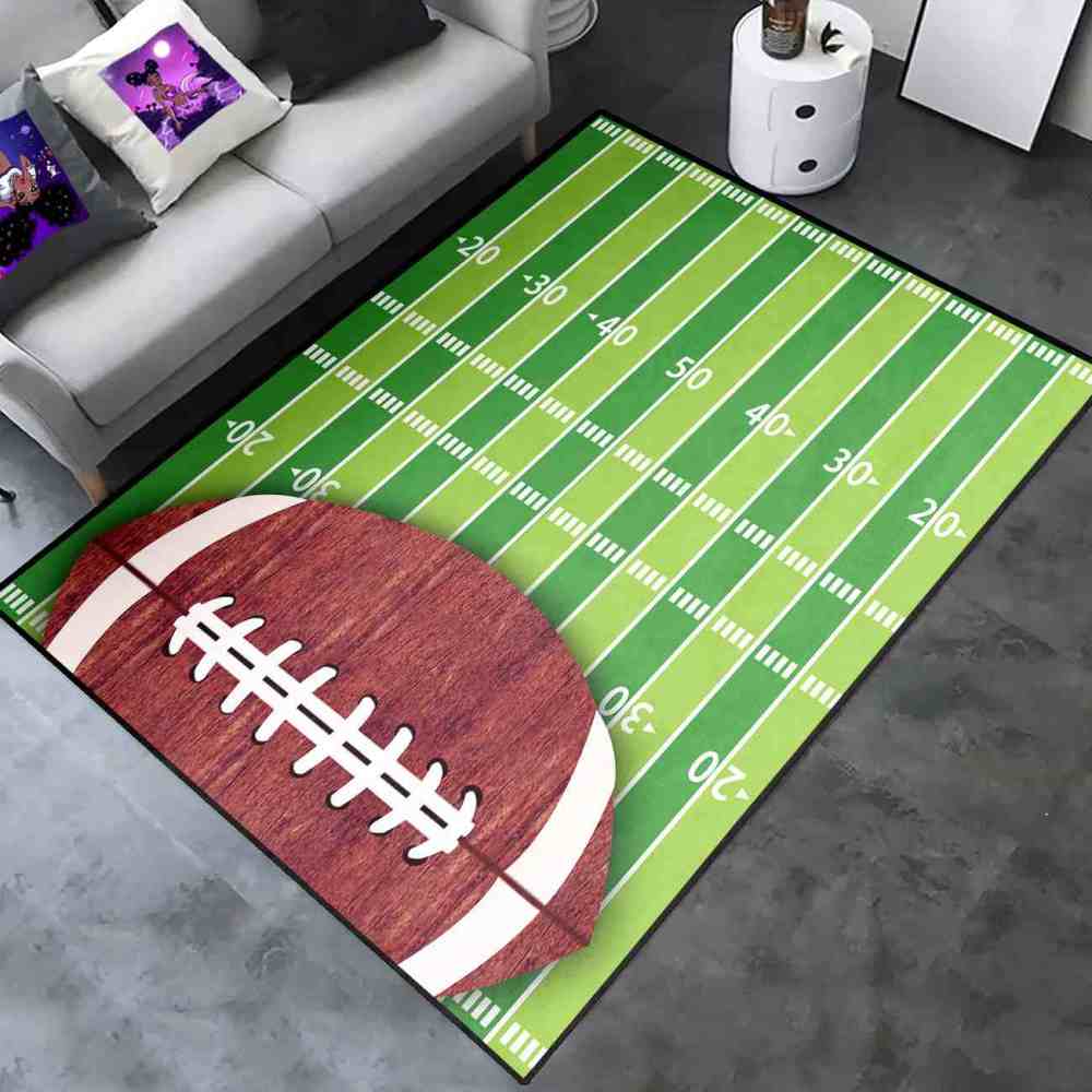 Half Football Yard Lines Area Rug Teen Sports Room Decor | CozyLil