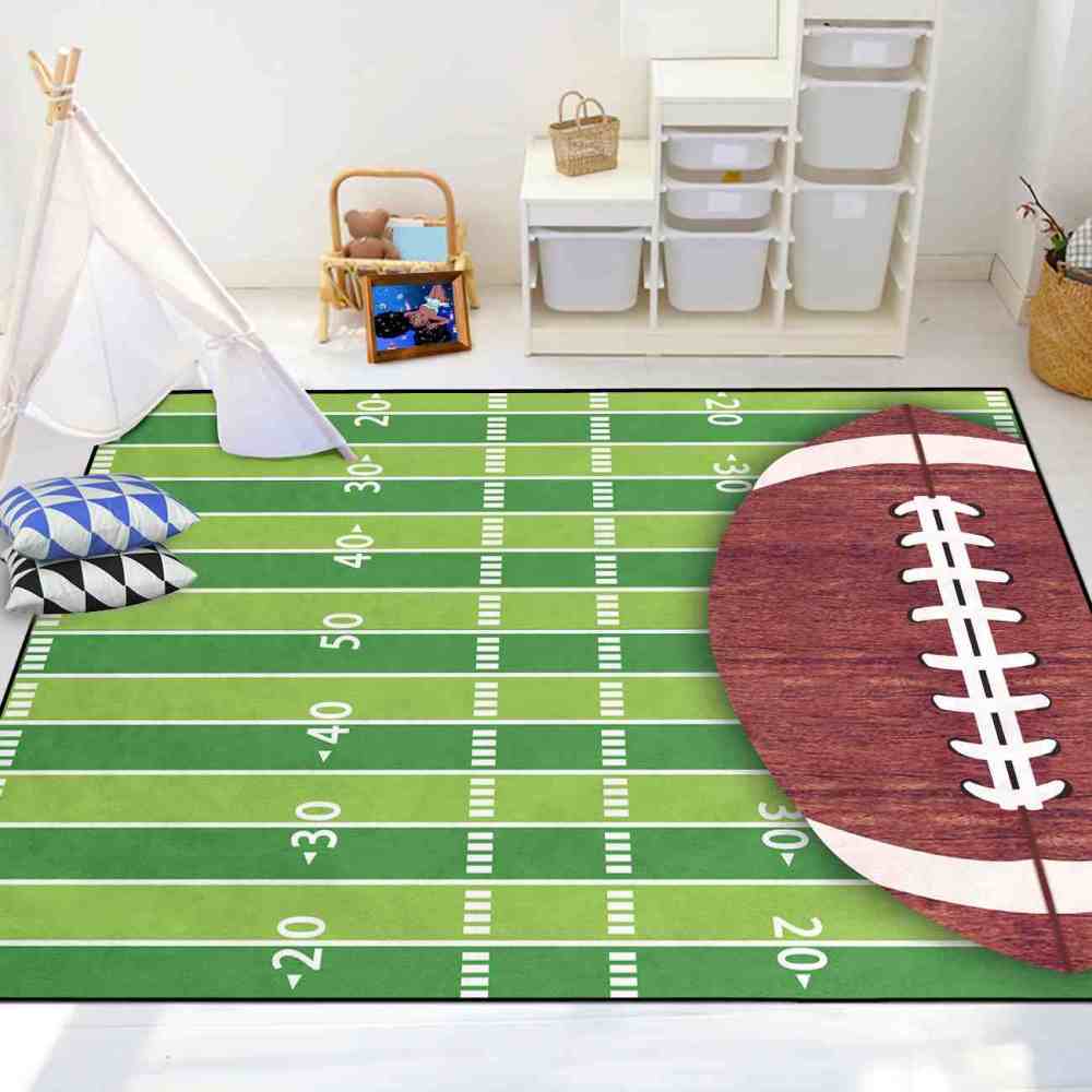Half Football Yard Lines Area Rug Teen Sports Room Decor | CozyLil