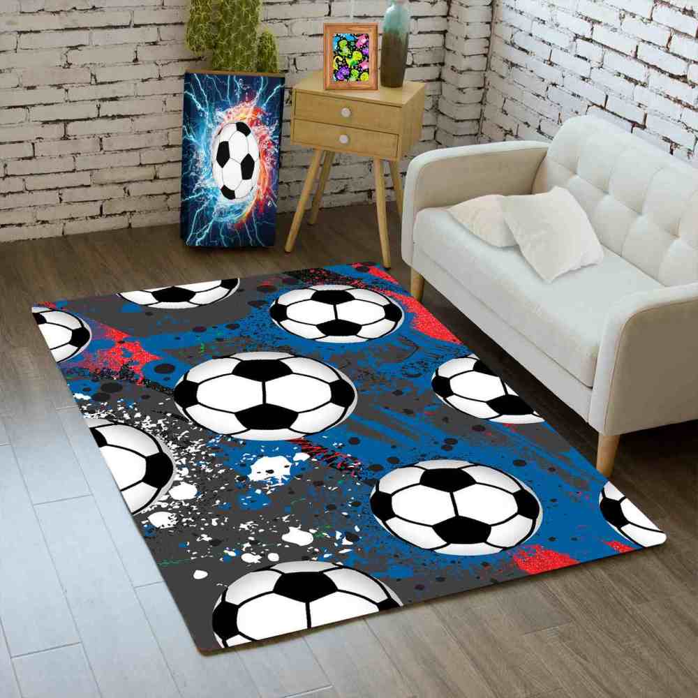 Abstract Graffiti Soccer Ball Area Rug Boys Playroom Mat | CozyLil