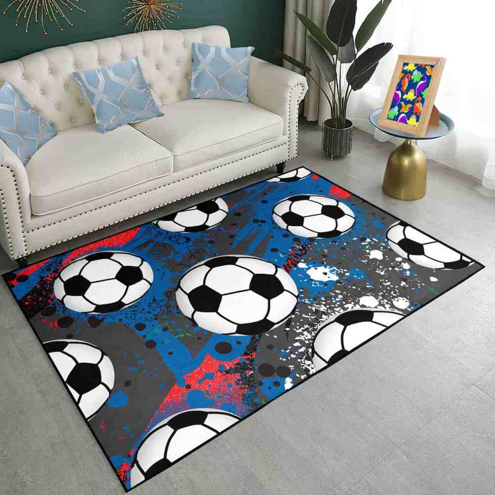 Abstract Graffiti Soccer Ball Area Rug Boys Playroom Mat | CozyLil