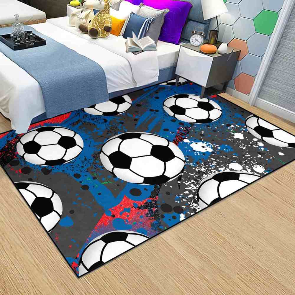 Abstract Graffiti Soccer Ball Area Rug Boys Playroom Mat | CozyLil