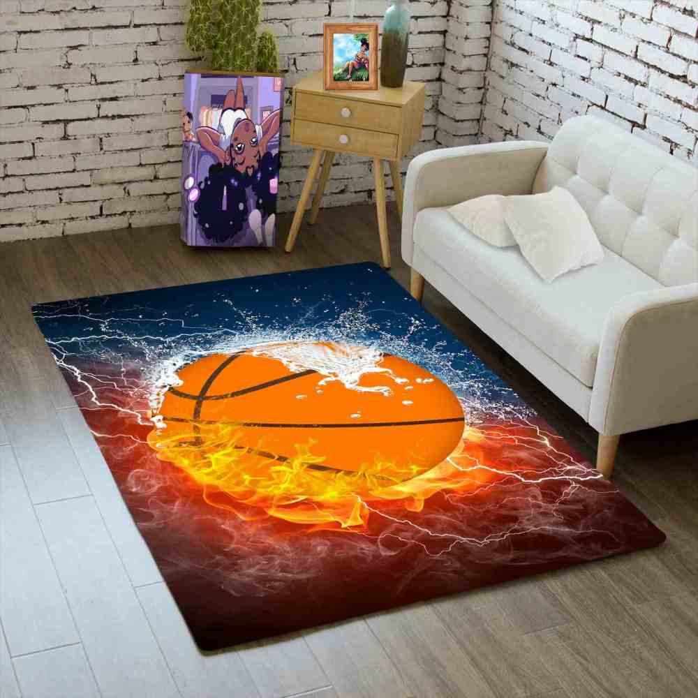 Elemental Fire Water Basketball Rug Teen Boys Bedroom | CozyLil