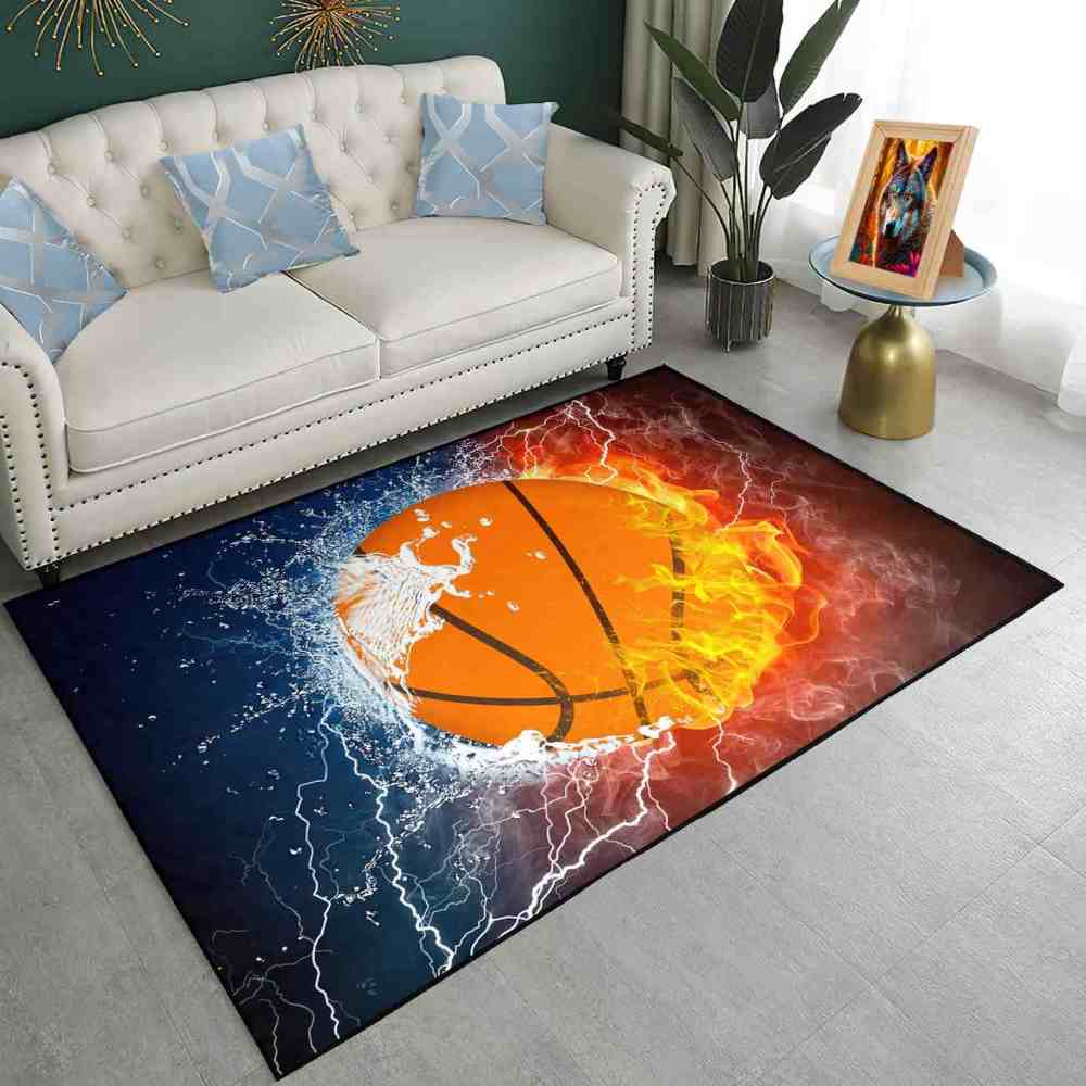 Elemental Fire Water Basketball Rug Teen Boys Bedroom | CozyLil