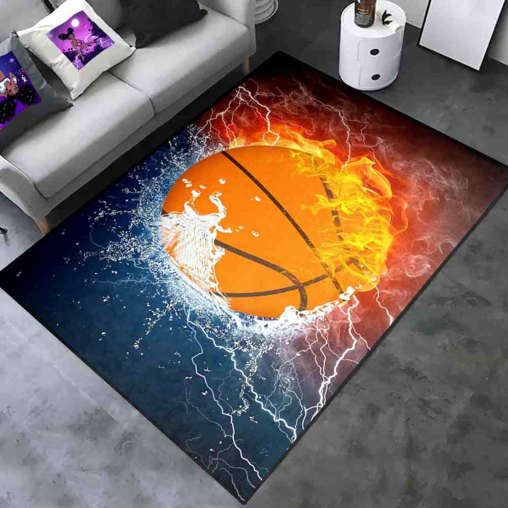 Elemental Fire Water Basketball Rug Teen Boys Bedroom | CozyLil