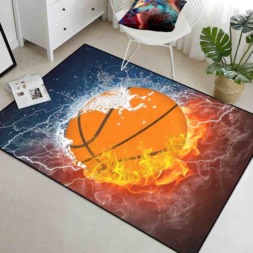 Elemental Fire Water Basketball Rug Teen Boys Bedroom | CozyLil