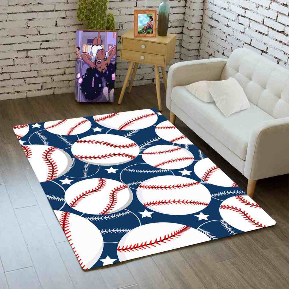 Classic Baseball Stars Print Kids Nursery Rug Ultra Non-Slip | CozyLil