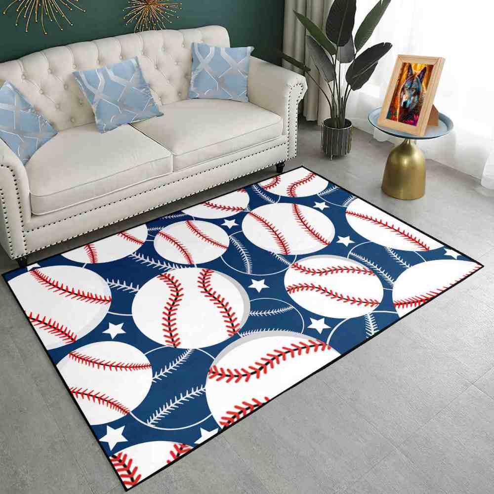 Classic Baseball Stars Print Kids Nursery Rug Ultra Non-Slip | CozyLil