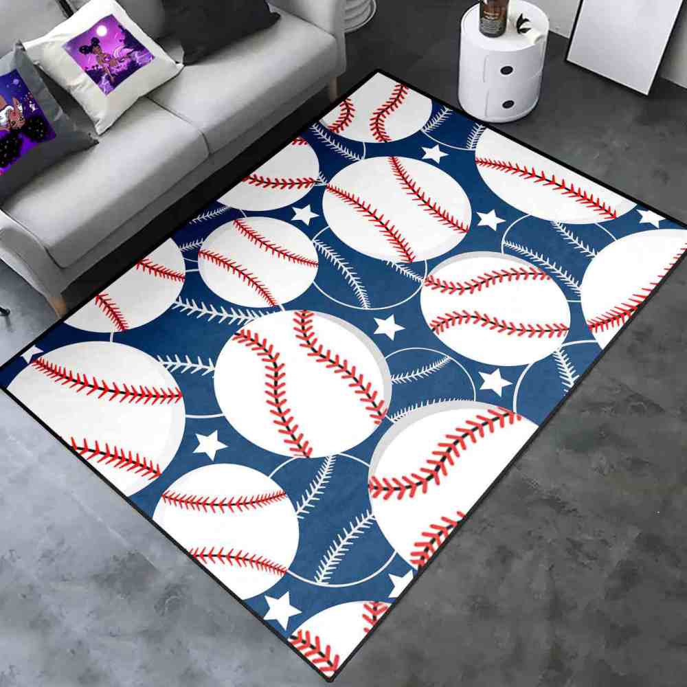 Classic Baseball Stars Print Kids Nursery Rug Ultra Non-Slip | CozyLil