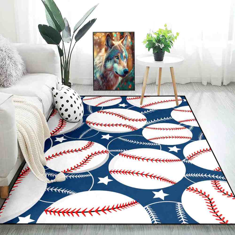 Classic Baseball Stars Print Kids Nursery Rug Ultra Non-Slip | CozyLil