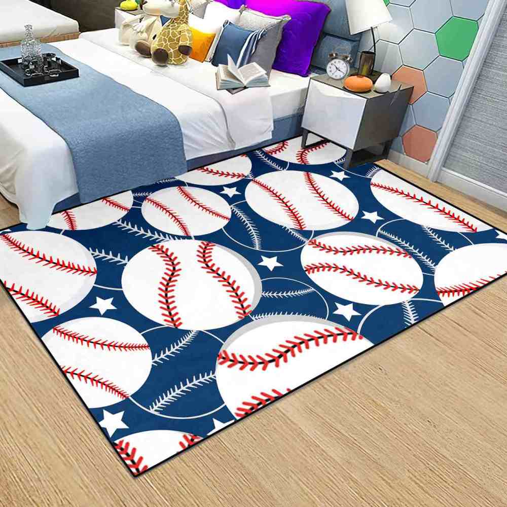 Classic Baseball Stars Print Kids Nursery Rug Ultra Non-Slip | CozyLil