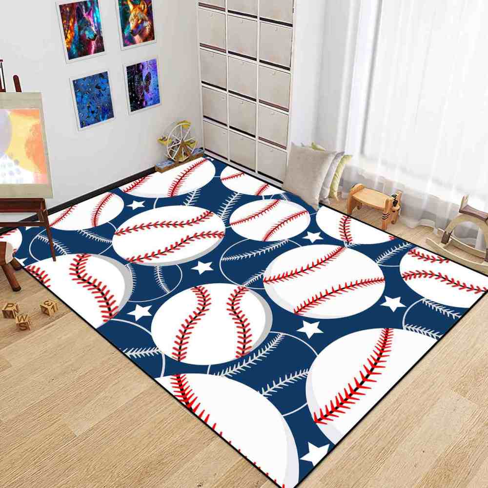 Classic Baseball Stars Print Kids Nursery Rug Ultra Non-Slip | CozyLil
