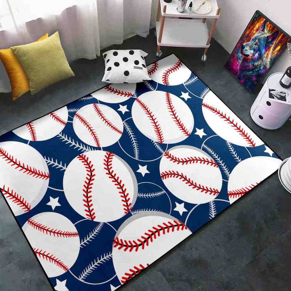 Classic Baseball Stars Print Kids Nursery Rug Ultra Non-Slip | CozyLil