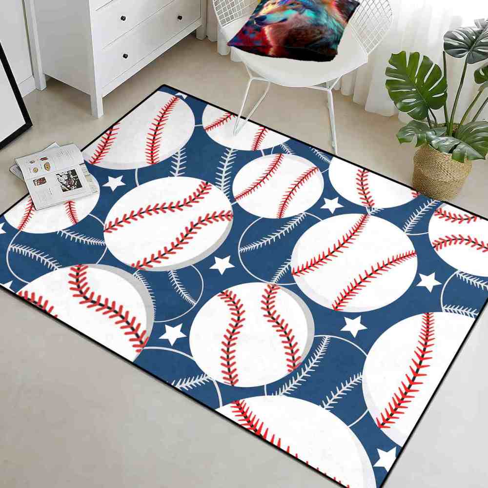 Classic Baseball Stars Print Kids Nursery Rug Ultra Non-Slip | CozyLil