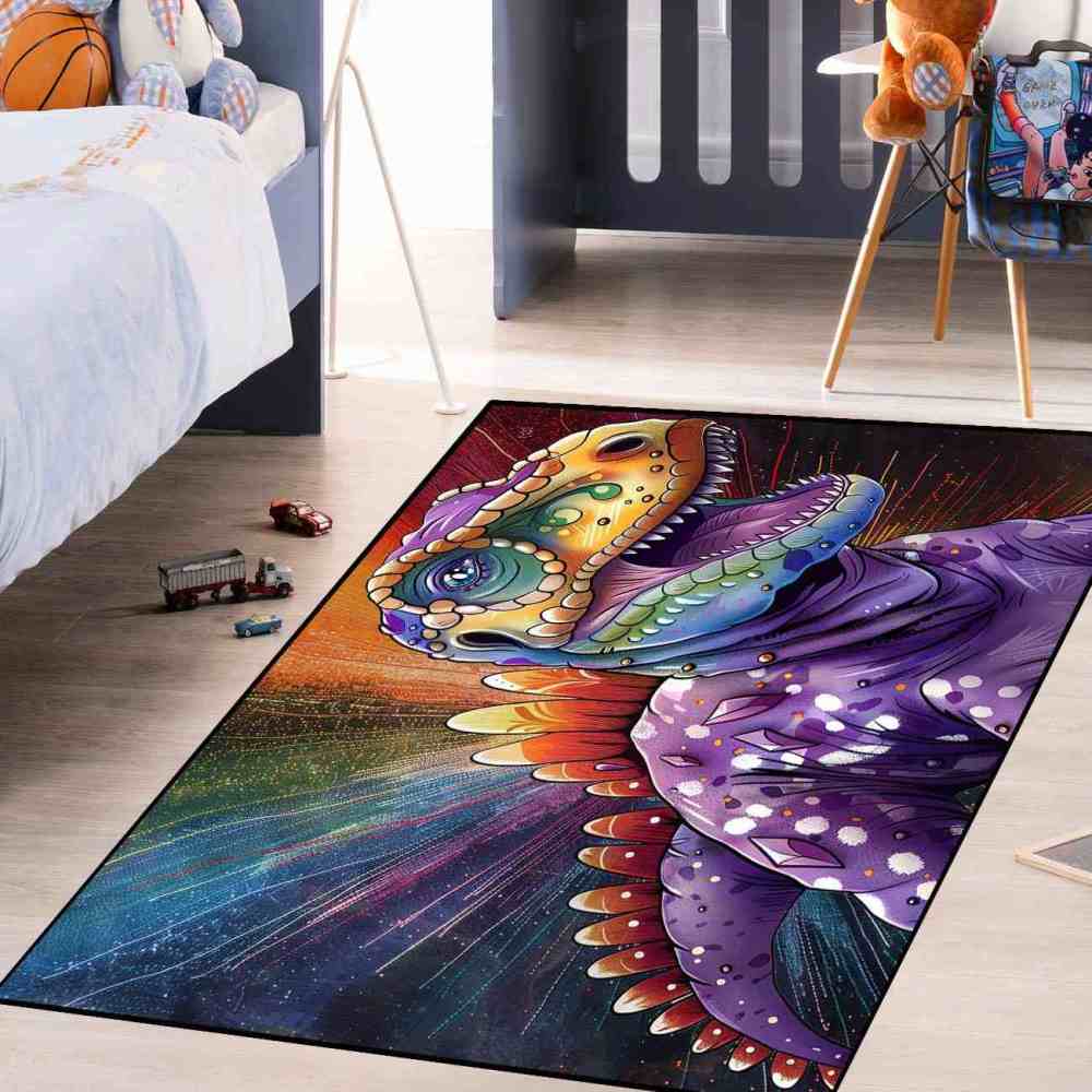 Abstract Cosmic Purple Dinosaur Toddler Play Rug | CozyLil