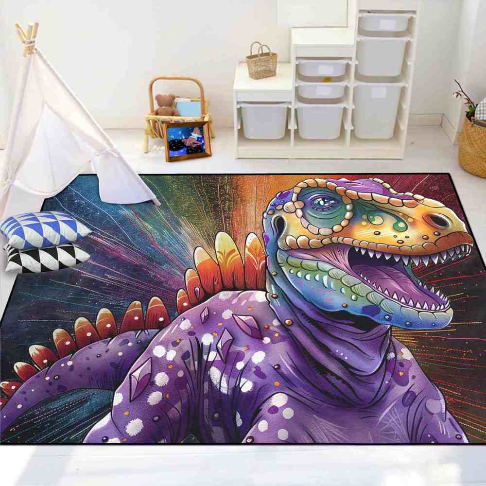 Abstract Cosmic Purple Dinosaur Toddler Play Rug | CozyLil