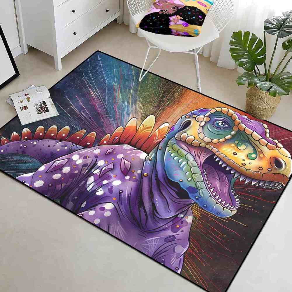 Abstract Cosmic Purple Dinosaur Toddler Play Rug | CozyLil