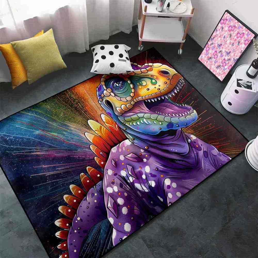 Abstract Cosmic Purple Dinosaur Toddler Play Rug | CozyLil