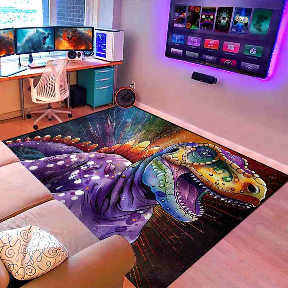 Abstract Cosmic Purple Dinosaur Toddler Play Rug | CozyLil
