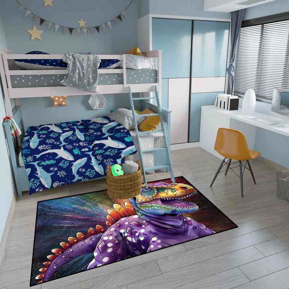 Abstract Cosmic Purple Dinosaur Toddler Play Rug | CozyLil