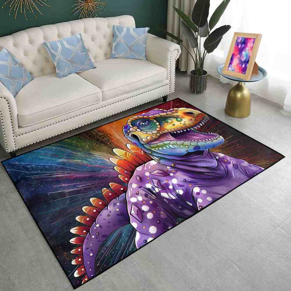 Abstract Cosmic Purple Dinosaur Toddler Play Rug | CozyLil