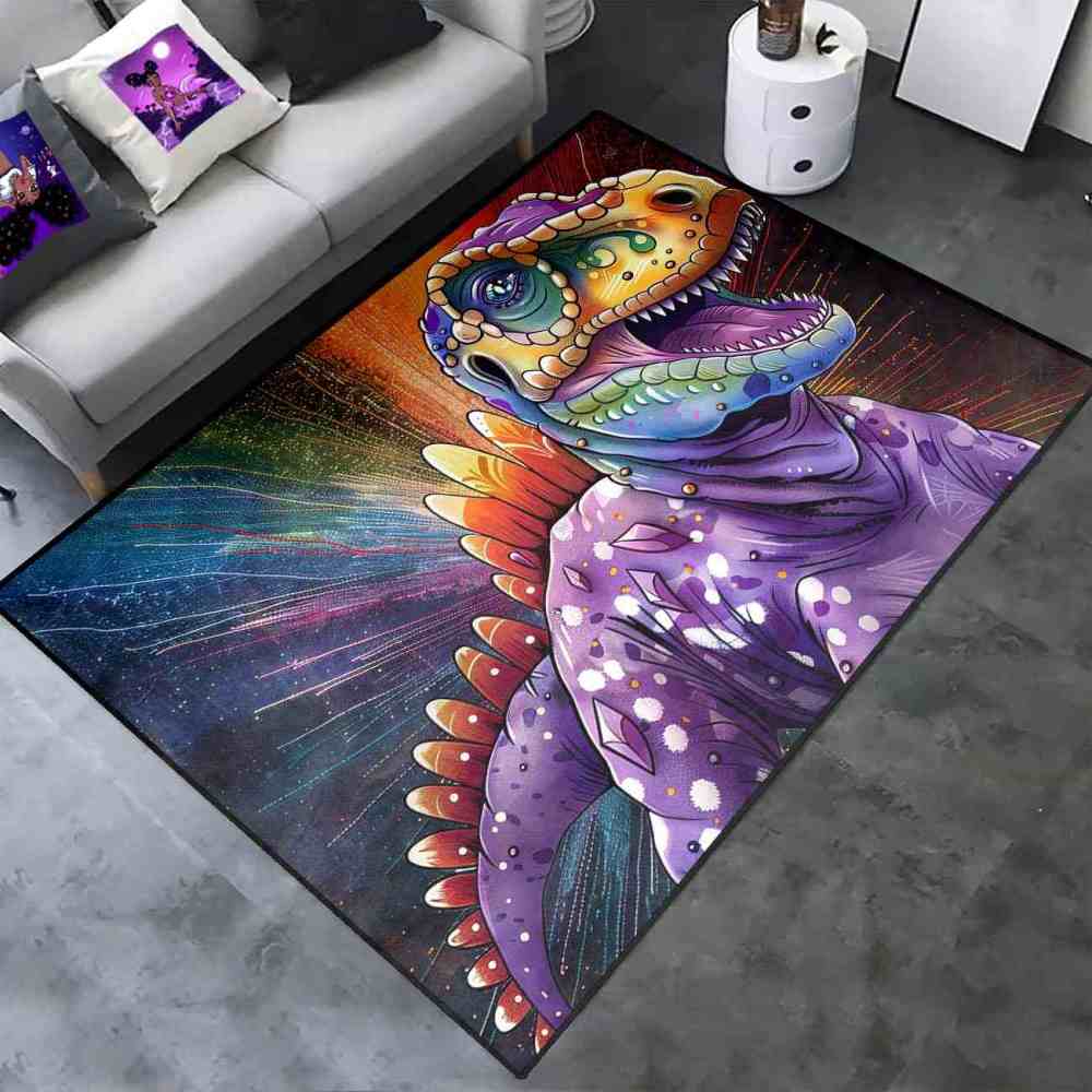 Abstract Cosmic Purple Dinosaur Toddler Play Rug | CozyLil