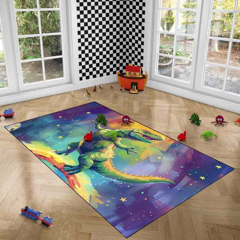 Cosmic Adventure T-Rex Toddler Play Area Rug | CozyLil