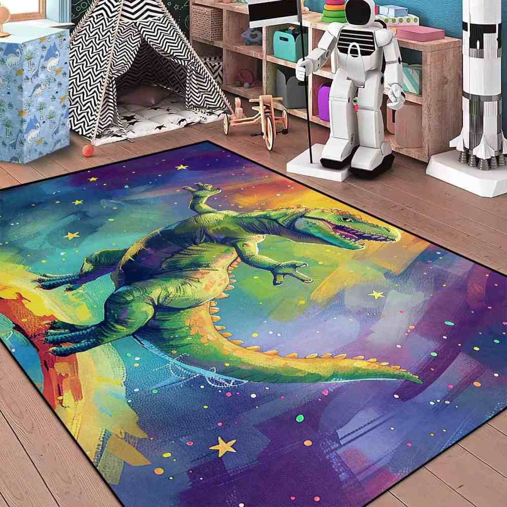 Cosmic Adventure T-Rex Toddler Play Area Rug | CozyLil