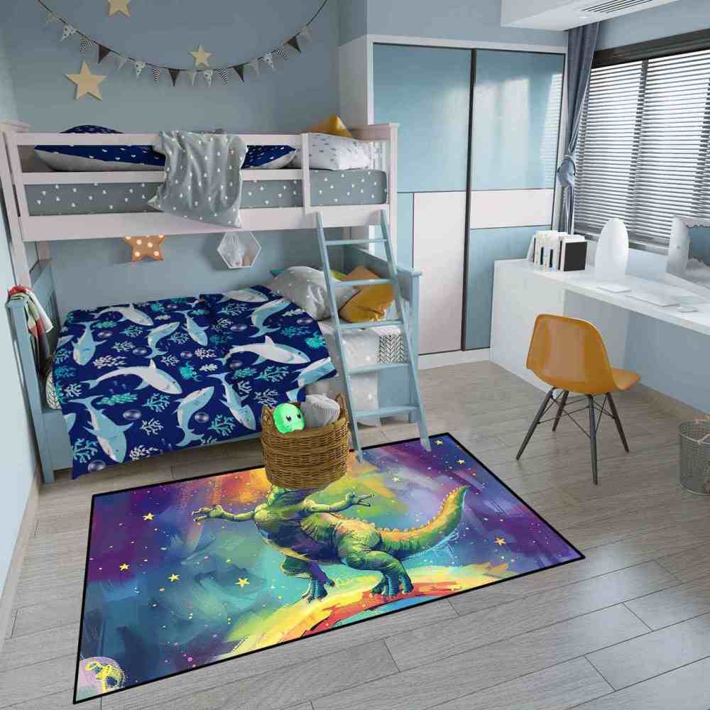 Cosmic Adventure T-Rex Toddler Play Area Rug | CozyLil