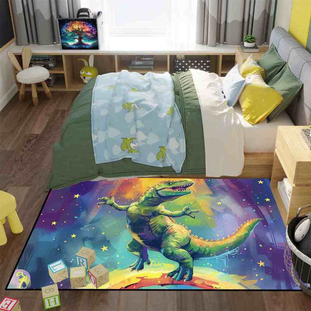 Cosmic Adventure T-Rex Toddler Play Area Rug | CozyLil