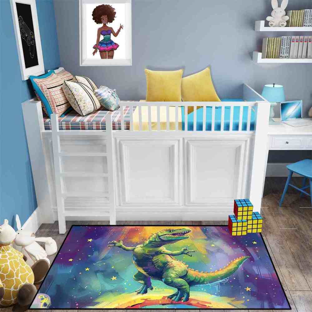 Cosmic Adventure T-Rex Toddler Play Area Rug | CozyLil