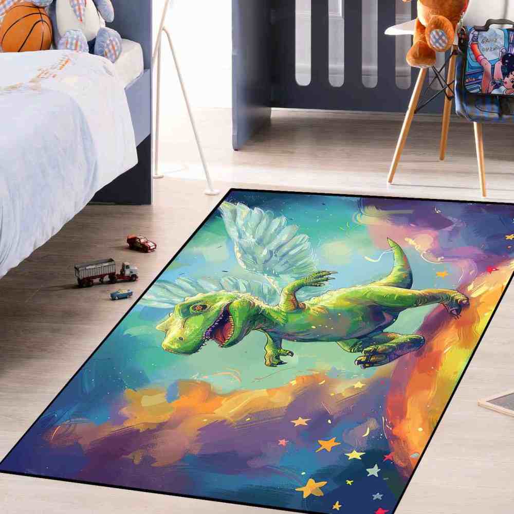Winged Fantasy Dinosaur Kids Playroom Rug | CozyLil