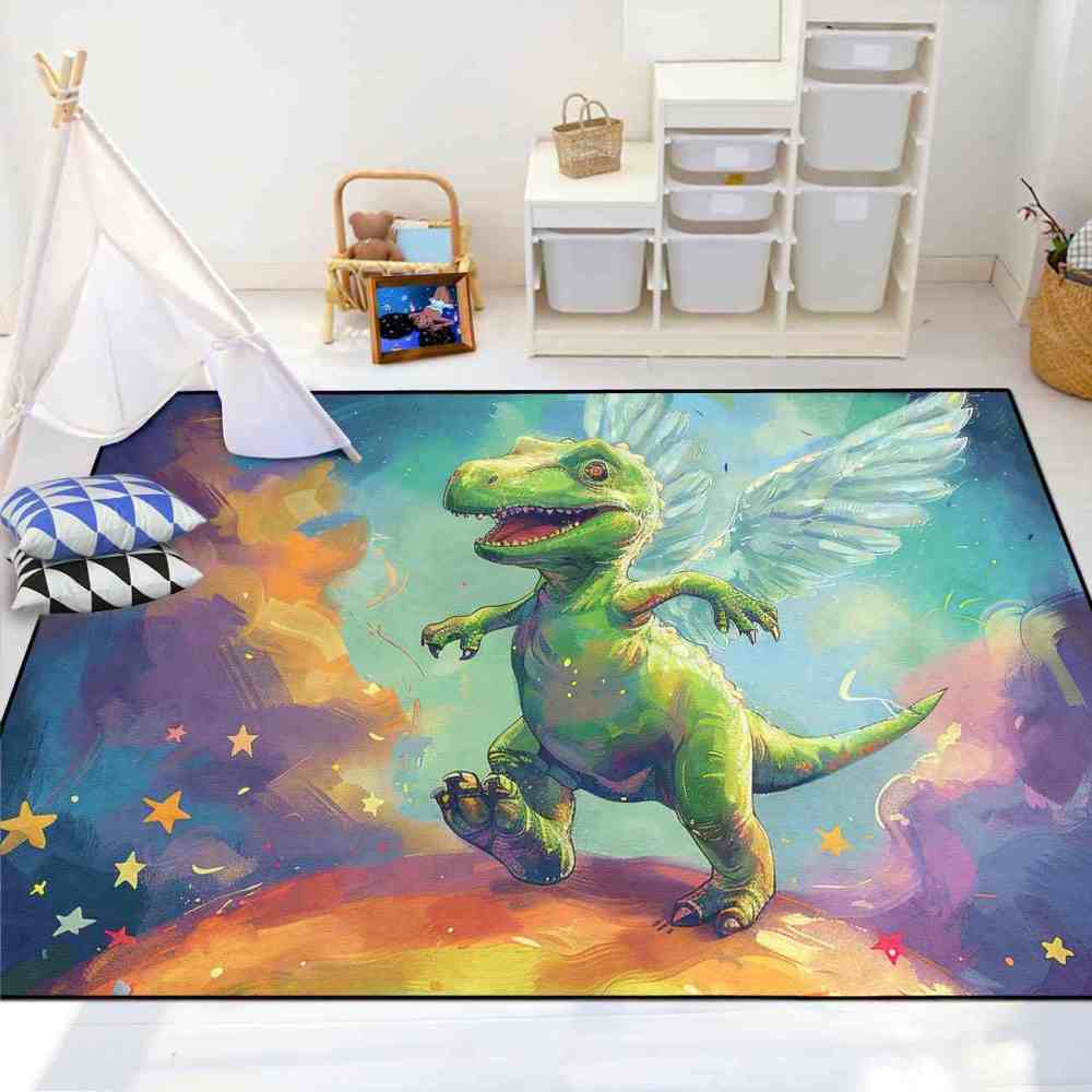 Winged Fantasy Dinosaur Kids Playroom Rug | CozyLil