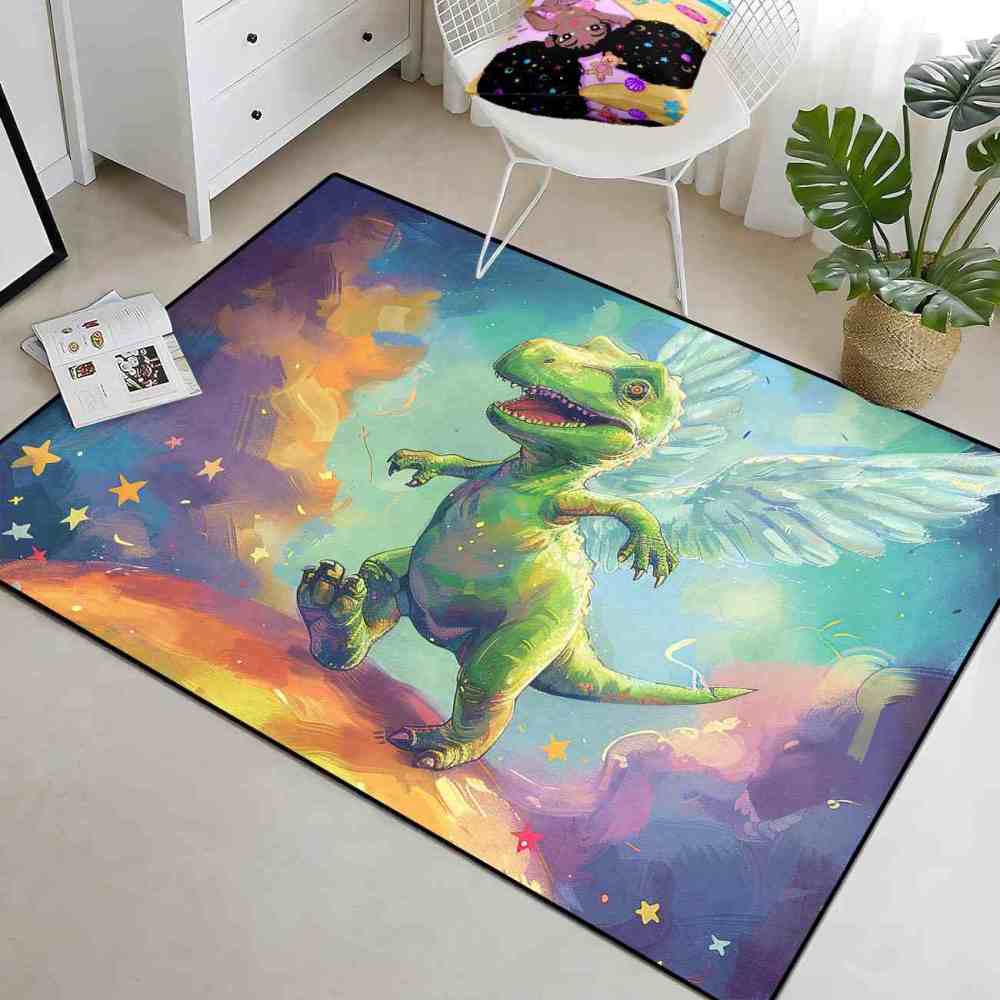 Winged Fantasy Dinosaur Kids Playroom Rug | CozyLil