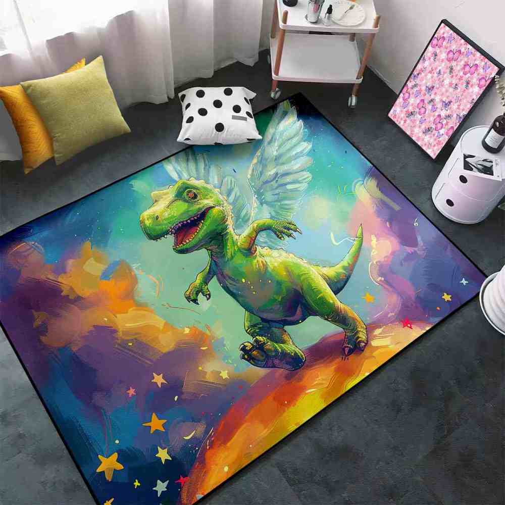 Winged Fantasy Dinosaur Kids Playroom Rug | CozyLil